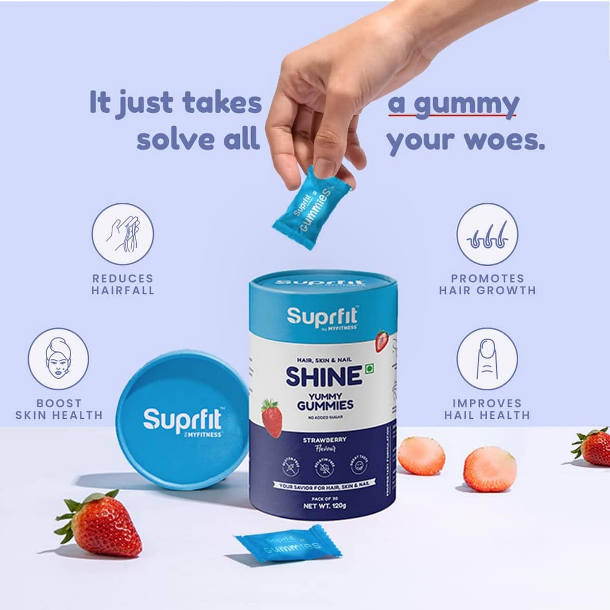 Suprfit Biotin Hair, Skin & Nail Gummies For Men & Women (30 Gummies)