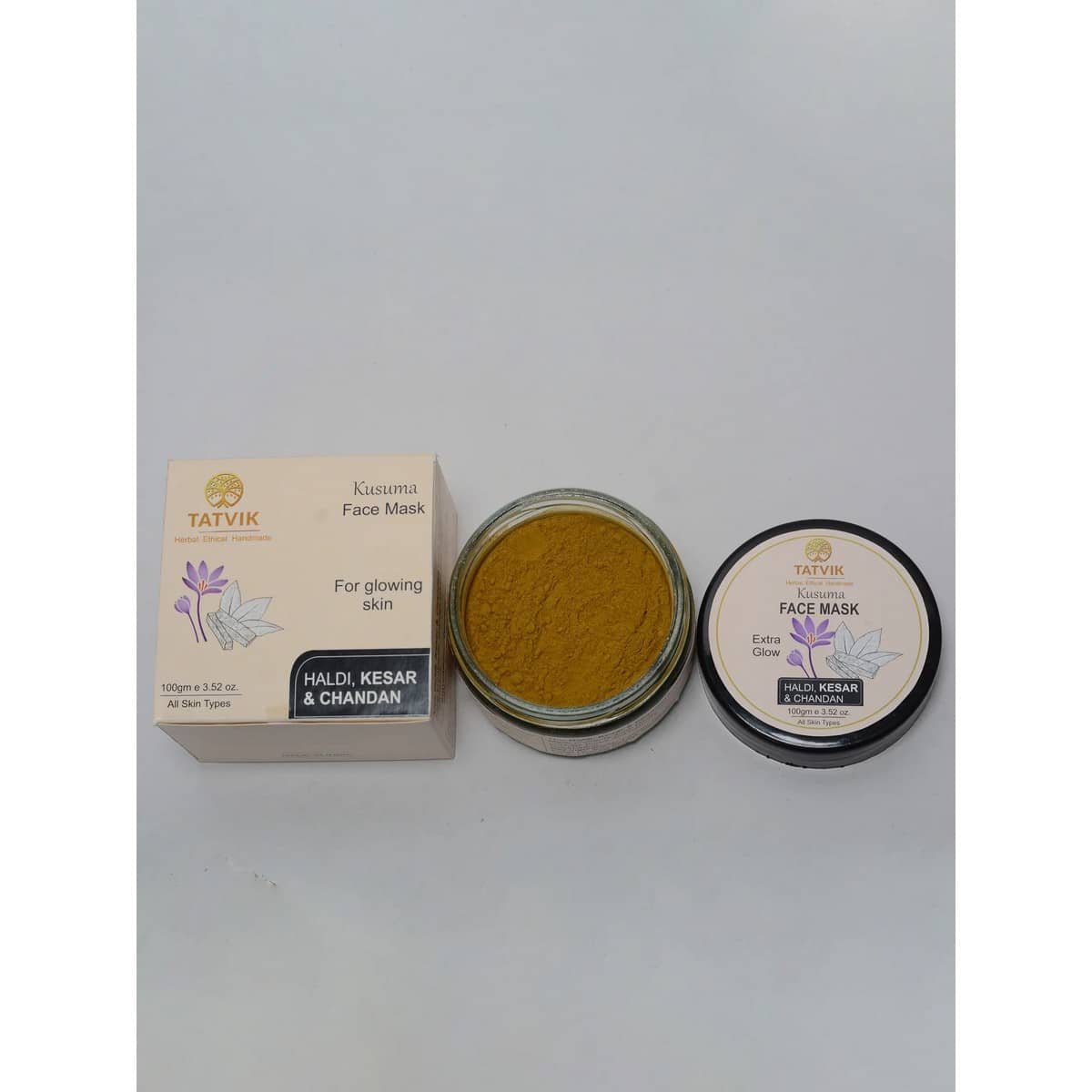 Tatvik Kusuma Clay Mask Haldi, Kesar and Chandan (100 gm)