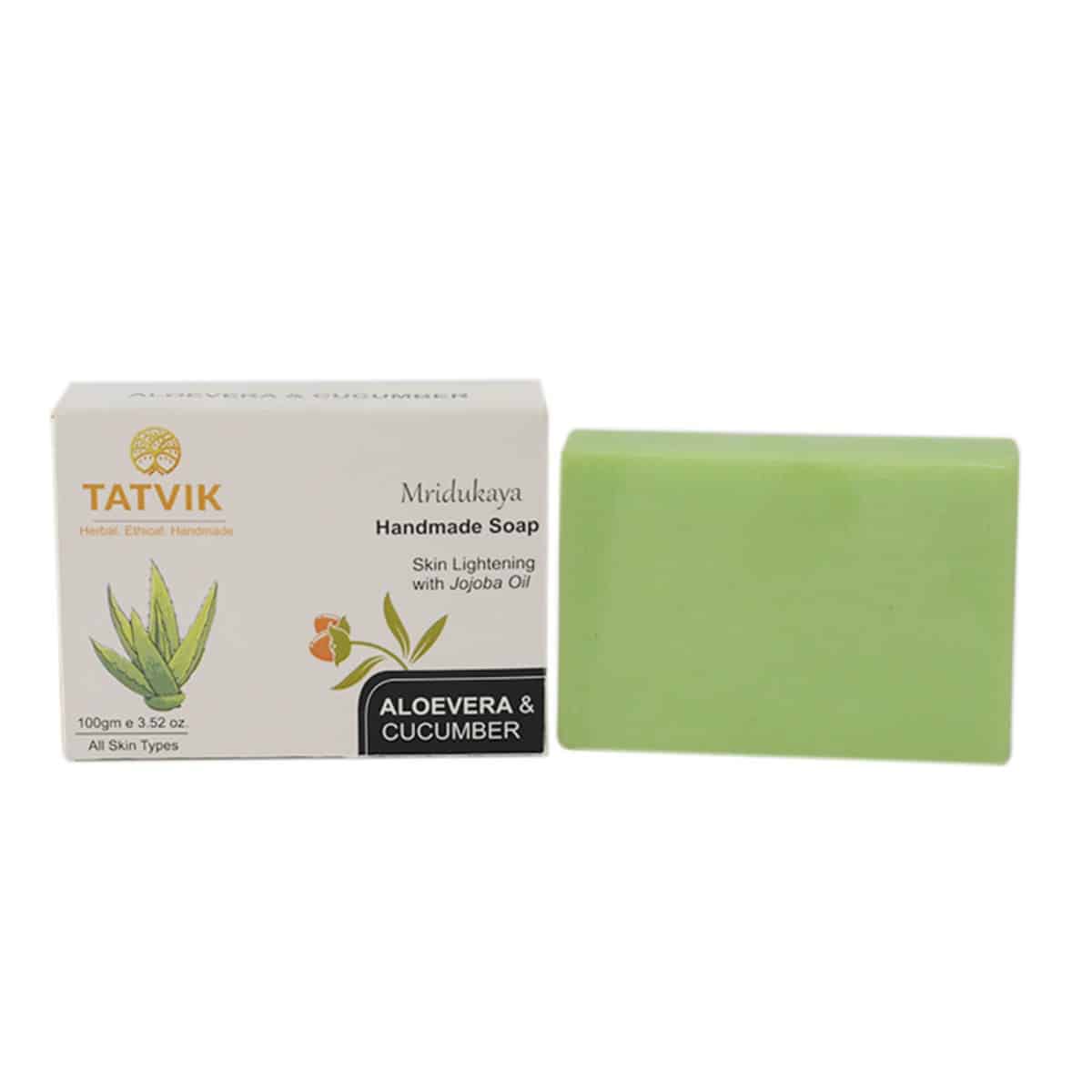 Tatvik Mridukaya Aloe Vera and Cucumber Handmade Soap (100 gm)