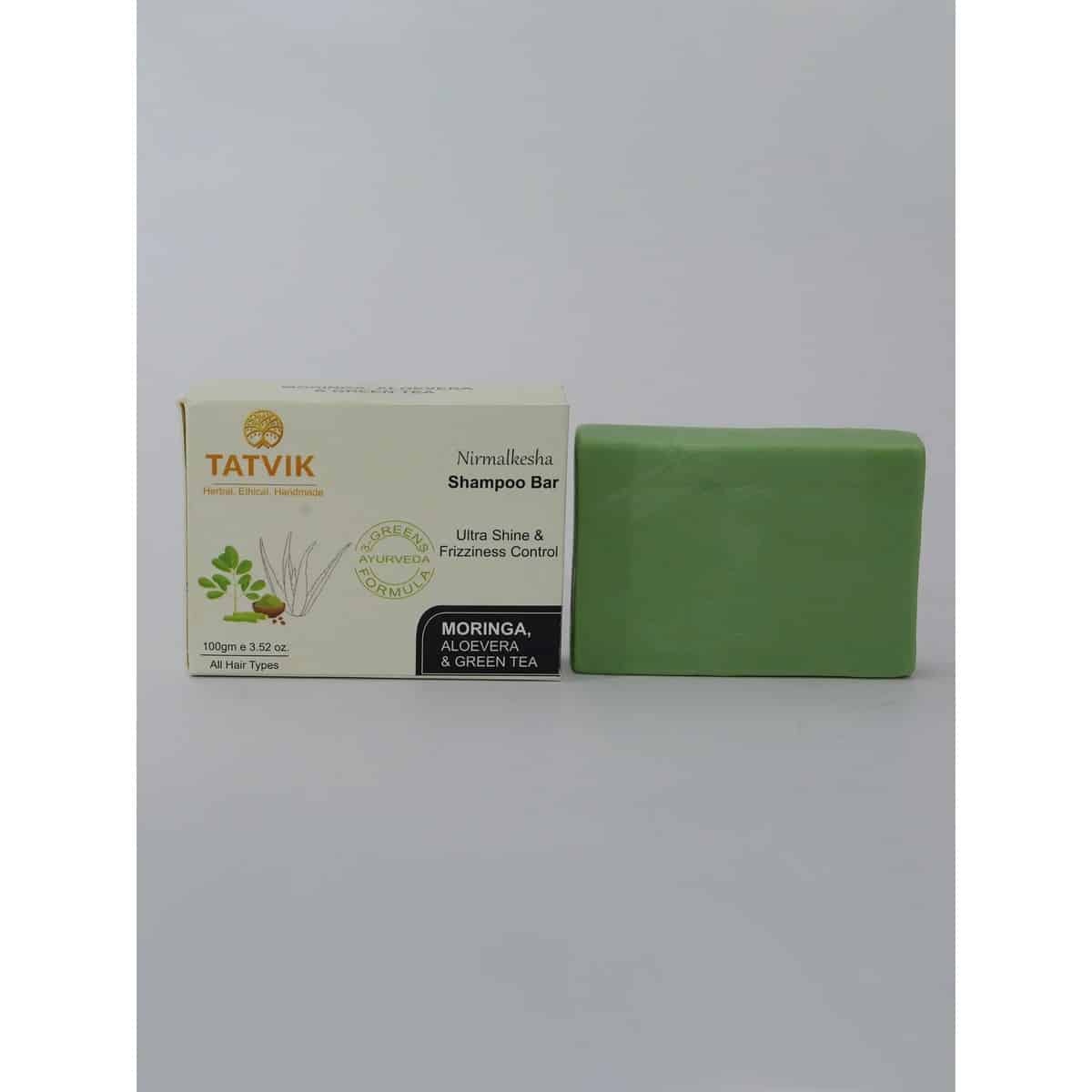 Tatvik Nirmalkesha Shampoo Bar - Moringa, Aloe Vera and Green Tea (100 gm)