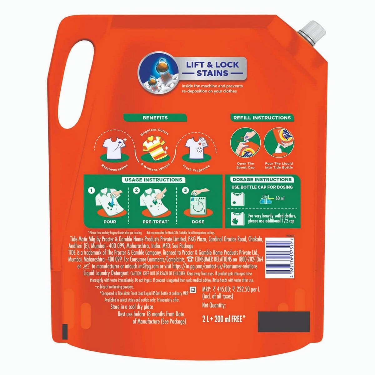 Tide Matic Liquid Detergent Front Load (2000 ml)