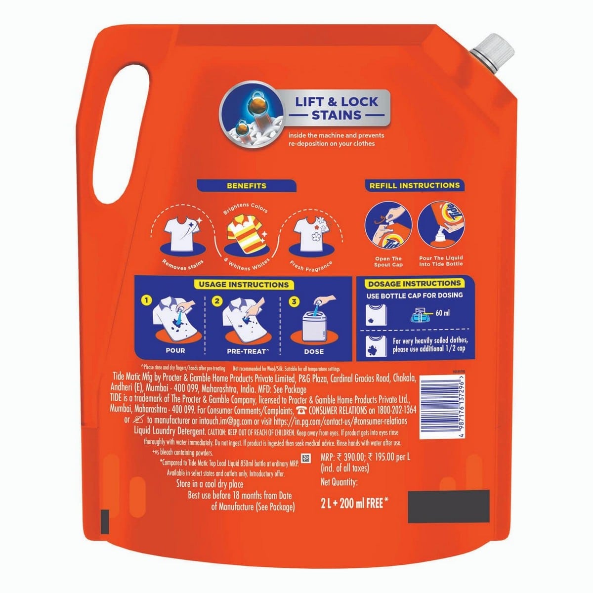 Tide Matic Top Load Liquid Detergent (2000 ml)