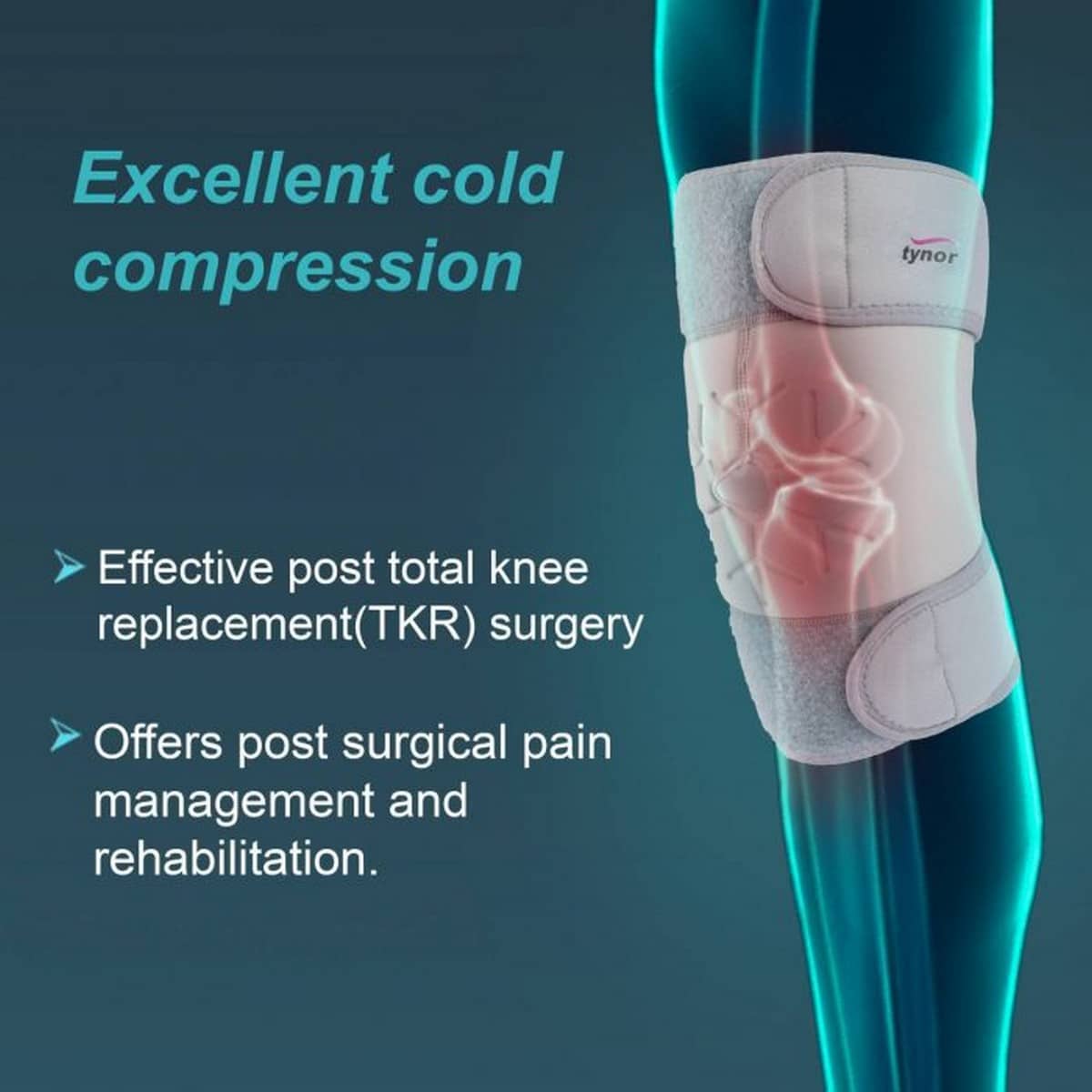 Tynor Cool Pack Knee Wrap, Grey (1 Unit)