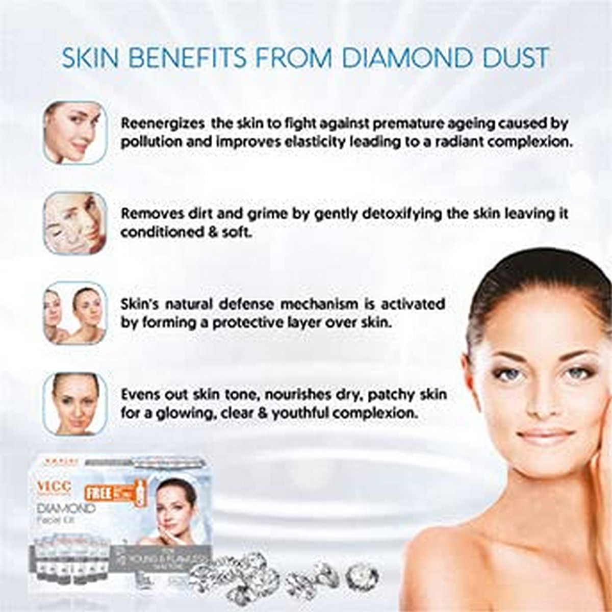 VLCC Diamond Facial Kit With Free Rose Water Toner