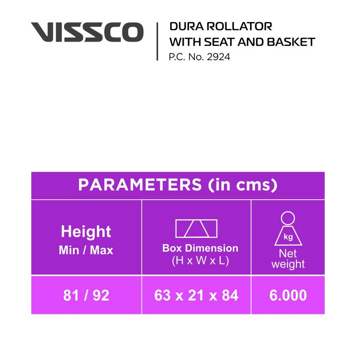 Vissco Dura Rollator with Seat and Basket