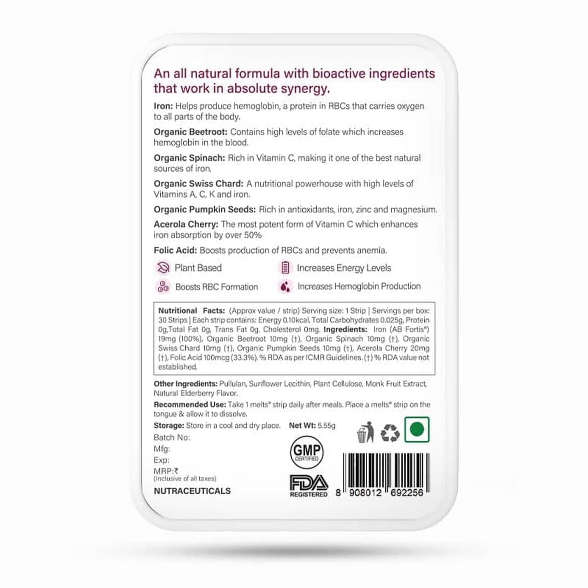 Wellbeing Nutrition Melts WomenÂ’s Performance Pack (30 Strips Per Pack)