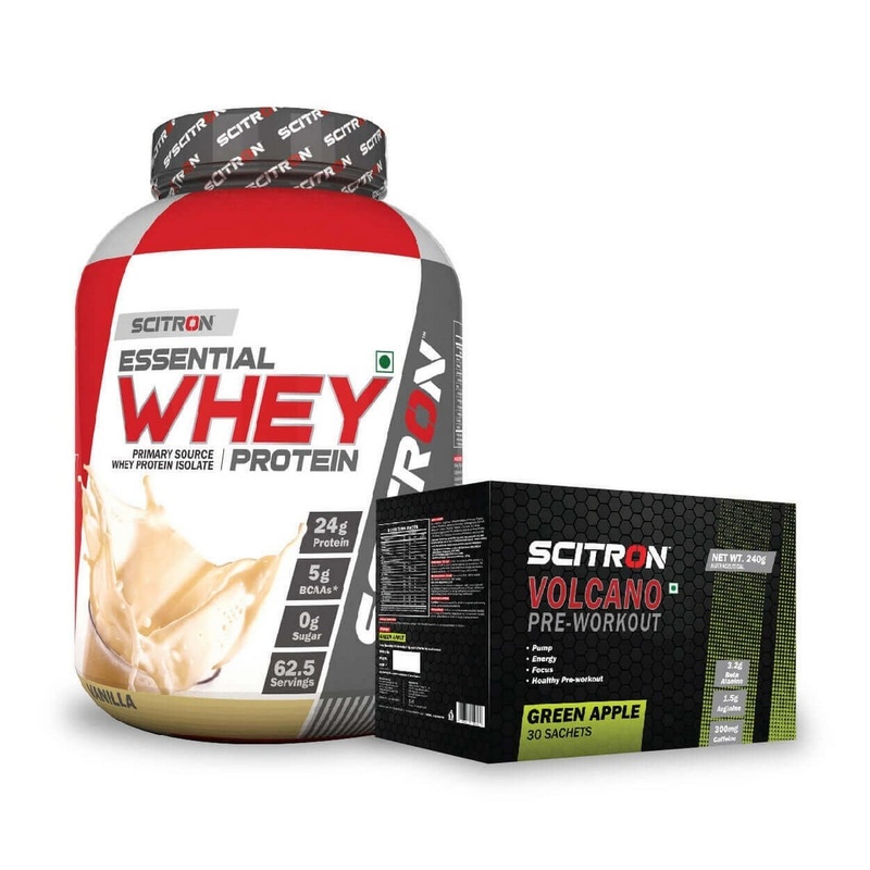 Scitron Essential Whey (2 kg) + Volcano Pre-Workout (Green Apple)