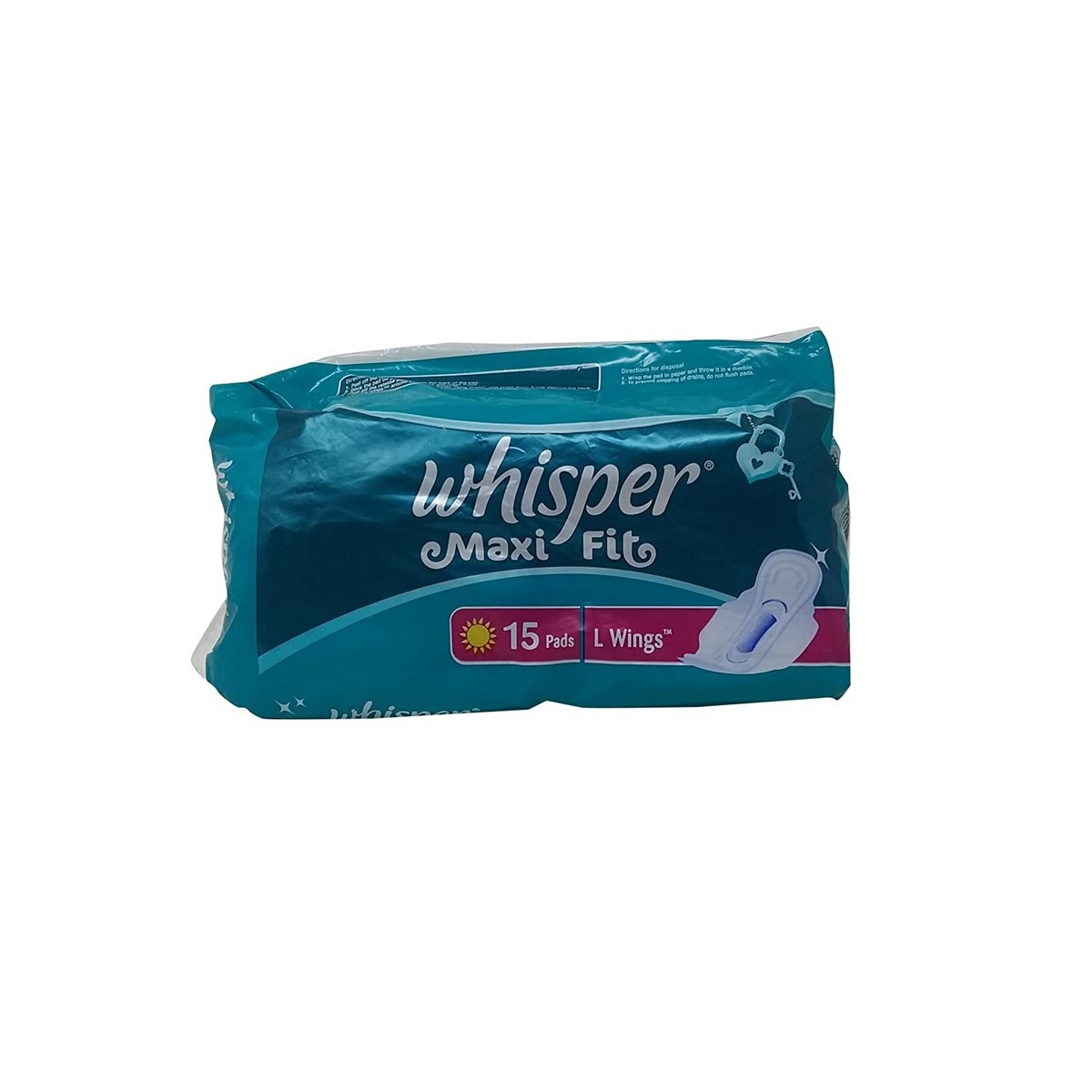 Whisper Sanitary Pads - Maxi Fit L Wings, 15 Numbers Pack