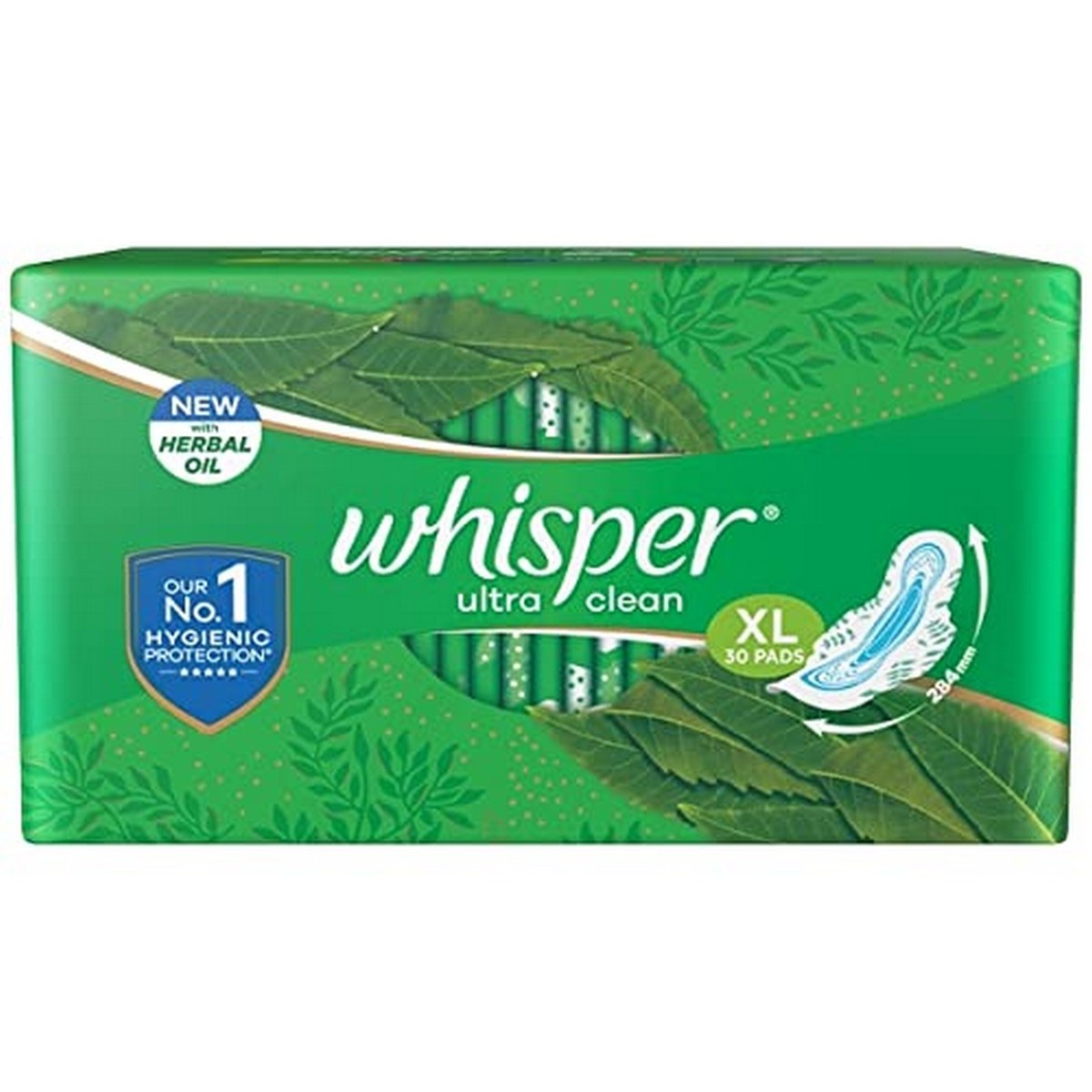 Whisper Ultra Clean Sanitary Pads For Women, XL Size Pack of 30 Napkins