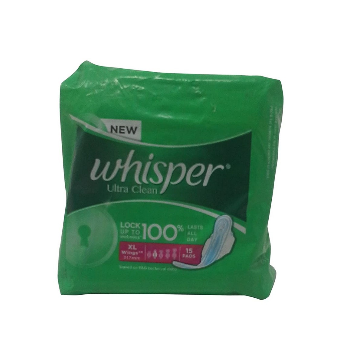 Whisper Ultra Clean Sanitary Pads for Women, XL+ (15+2 Napkins)