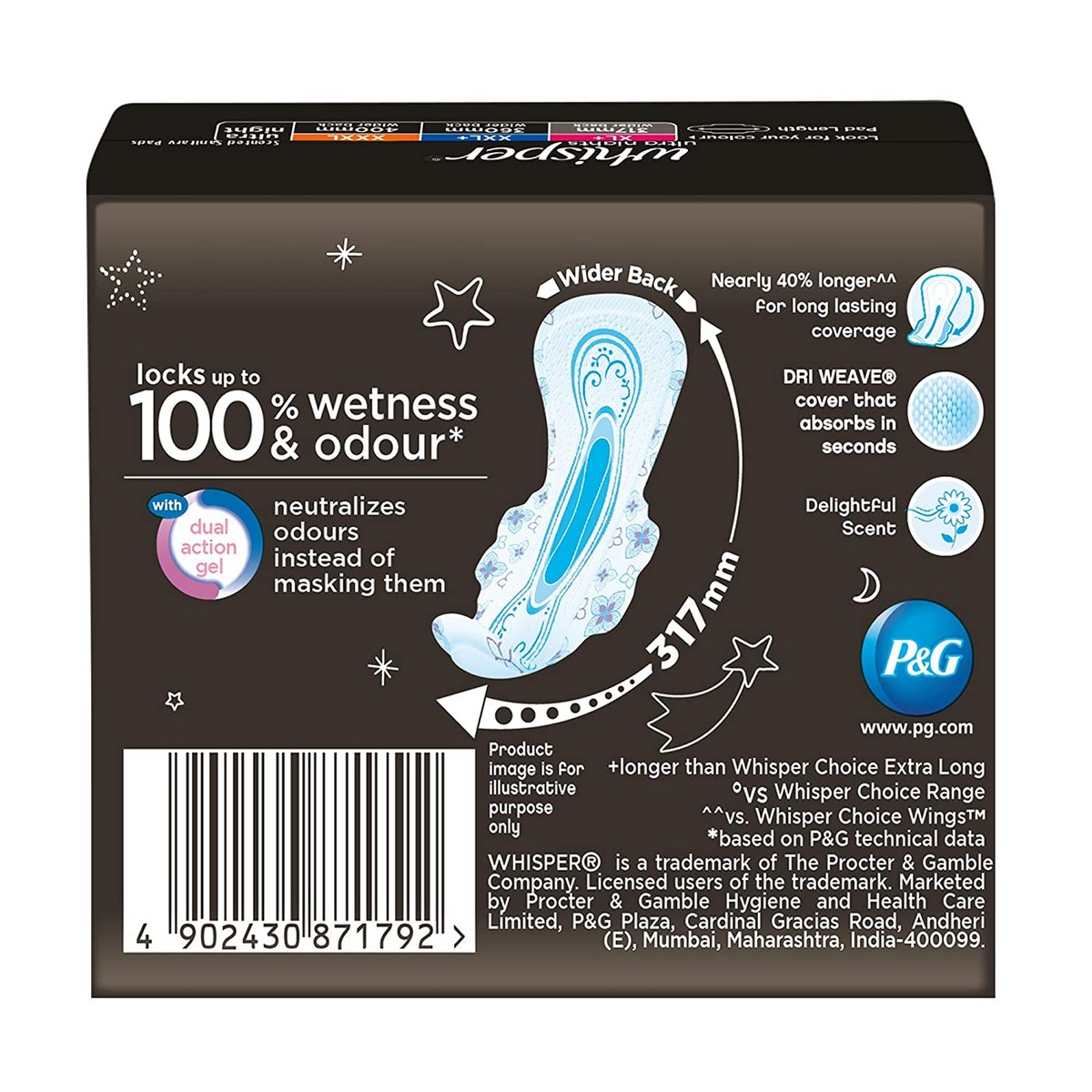 Whisper Ultra Night Sanitary PadS Xl+ 44 Napkins And Gillette Venus Breeze Hair Removal Razor For Women