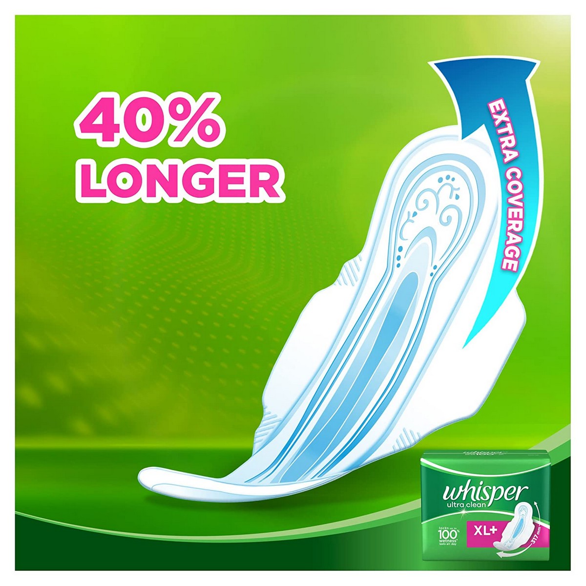 Whisper Ultra Sanitary Pads XL Plus Wings - 15 Count