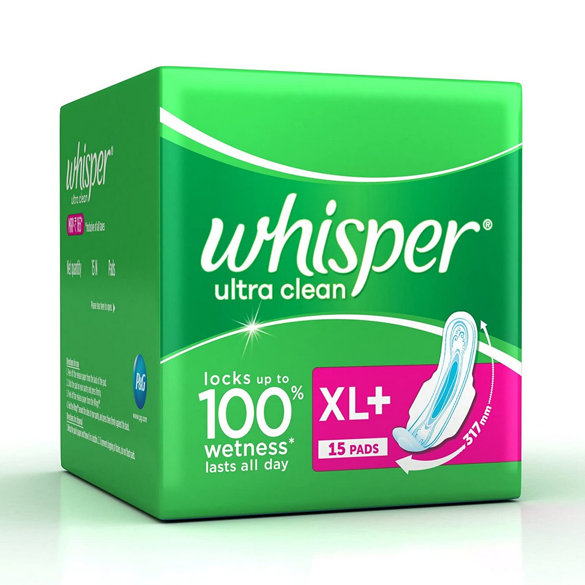 Whisper Ultra Sanitary Pads XL Plus Wings - 15 Count