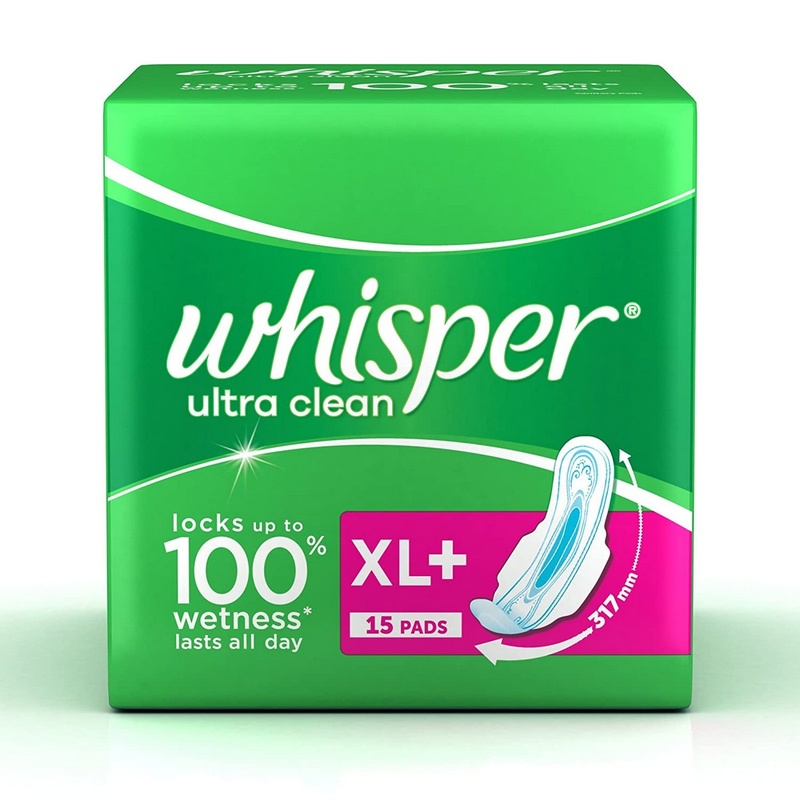 Whisper Ultra Sanitary Pads XL Plus Wings - 15 Count