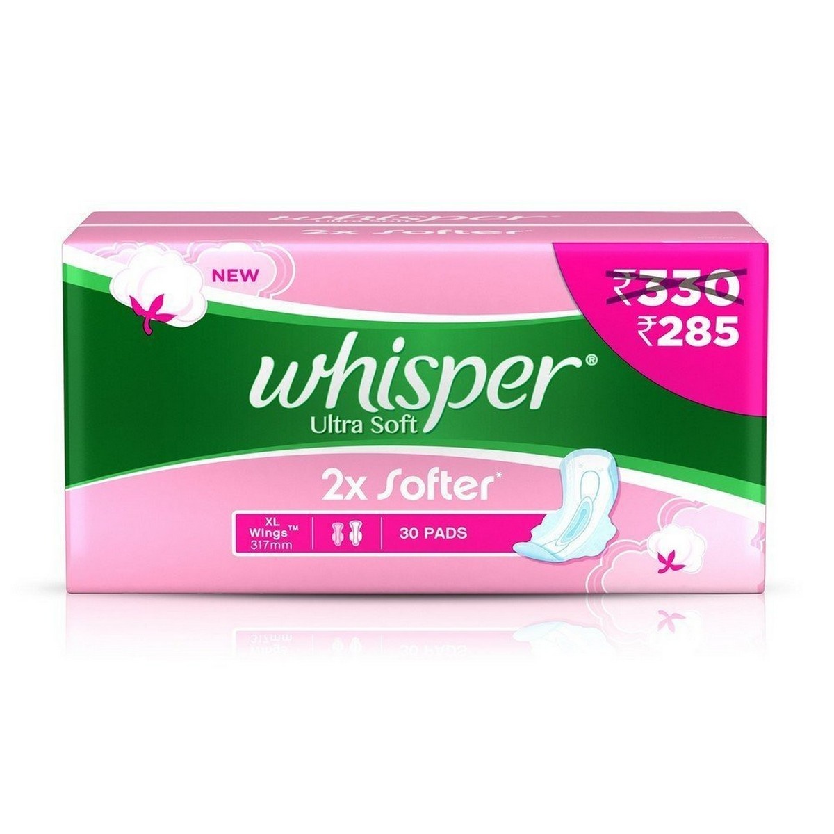 Whisper Ultra Soft Sanitary Pads - 30 Count Extra Large (XL)