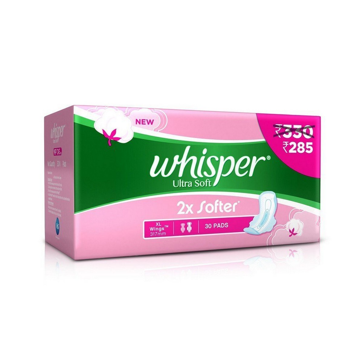 Whisper Ultra Soft Sanitary Pads - 30 Count Extra Large (XL)