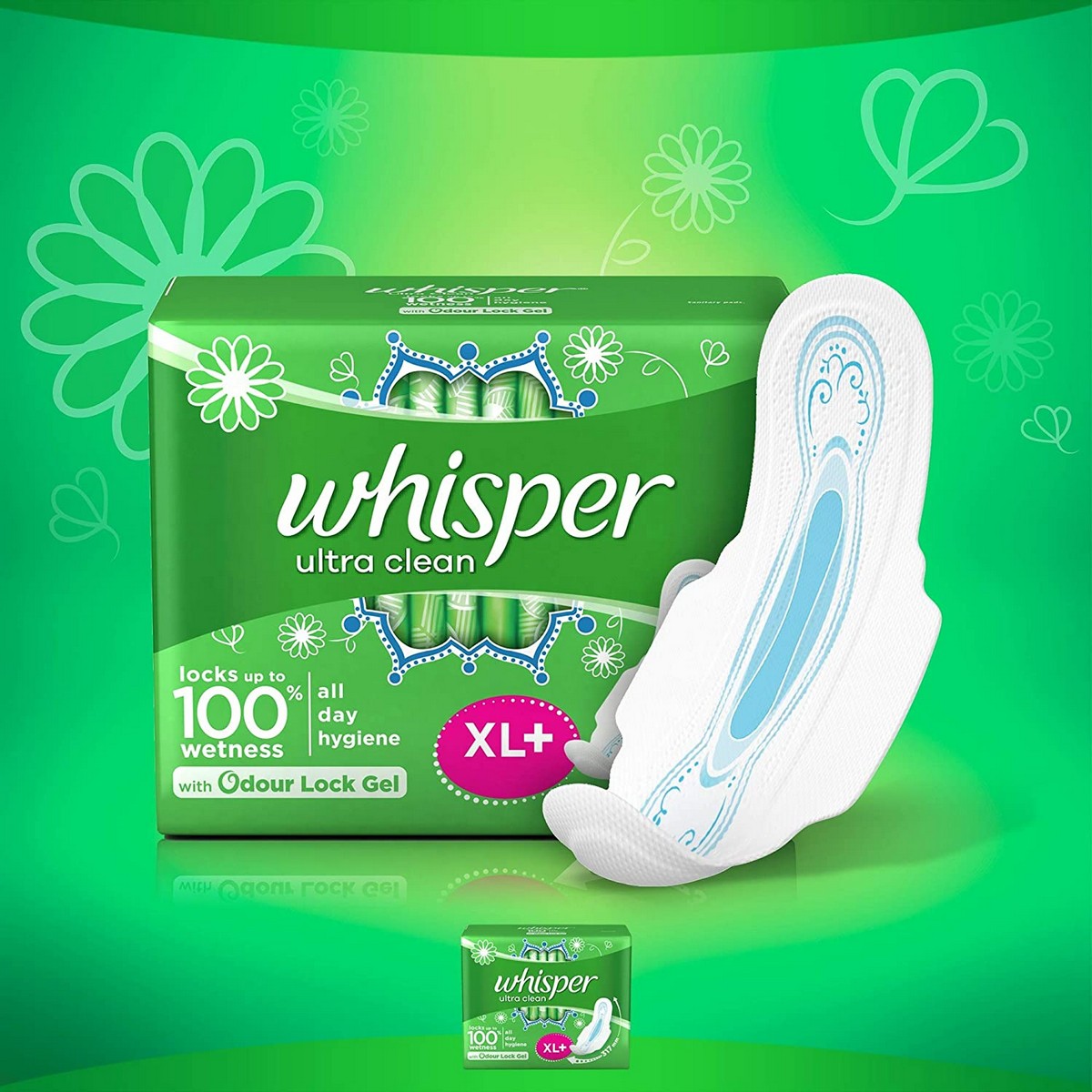 Whisper Ultra Soft Sanitary Pads - 30 Pieces (XL Plus) & Ultra Clean Sanitary XL Plus Pads - 15 Count (Pack of 4)