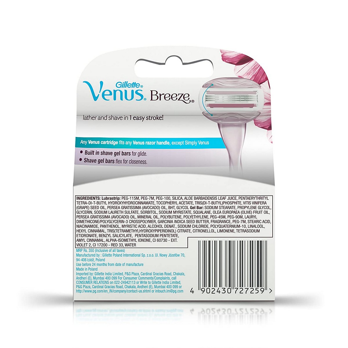 Whisper Ultra Soft Sanitary Pads - 30 Pieces (XL Plus) & Venus Breeze Razor Blades - 2 Pieces Combo