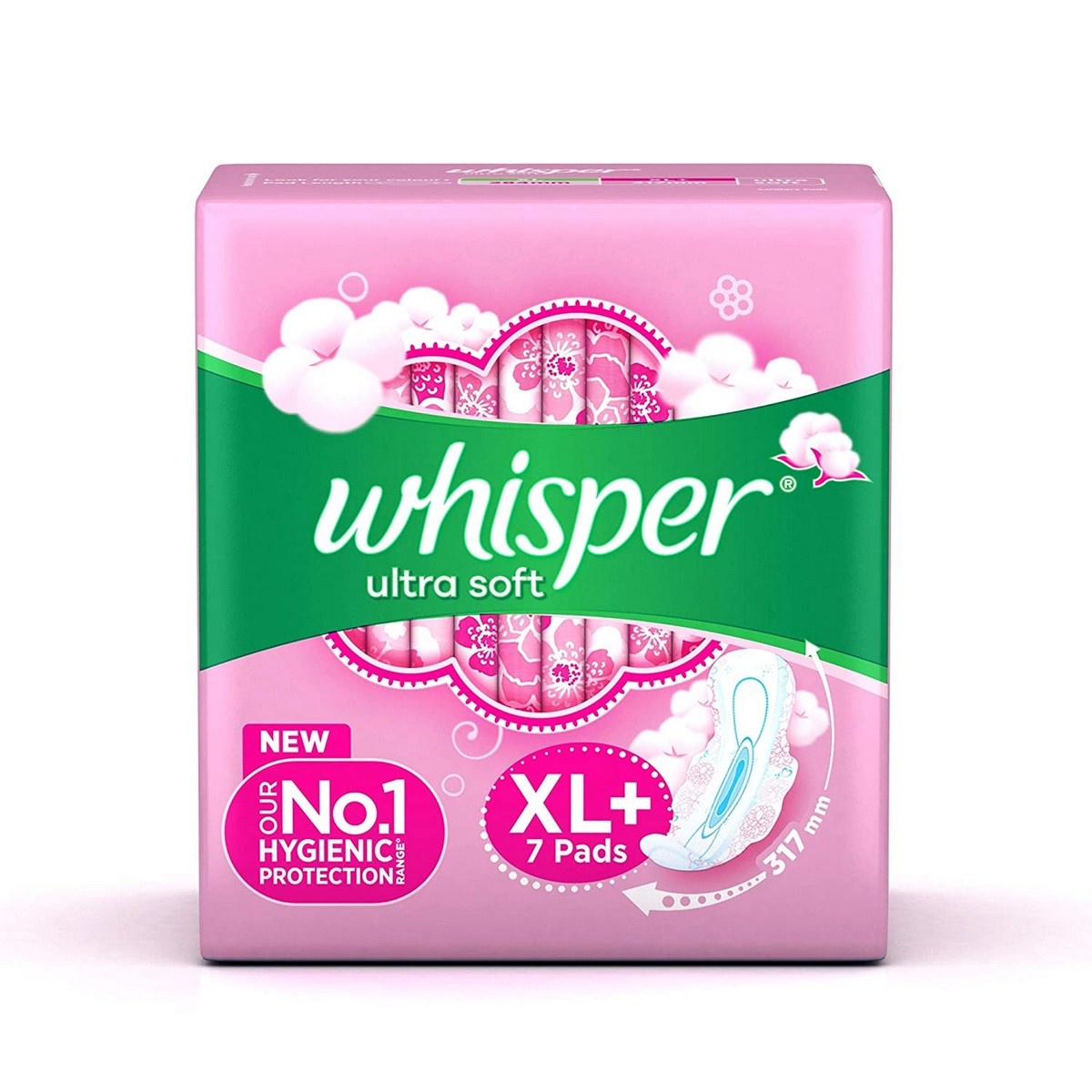 Whisper Ultra Soft Sanitary Pads for Women, XL+ 7 Napkins