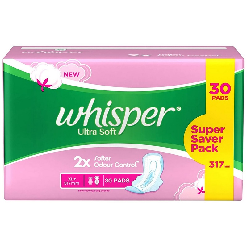 Whisper Ultra Soft XL Plus Sanitary Pads - 30 Count