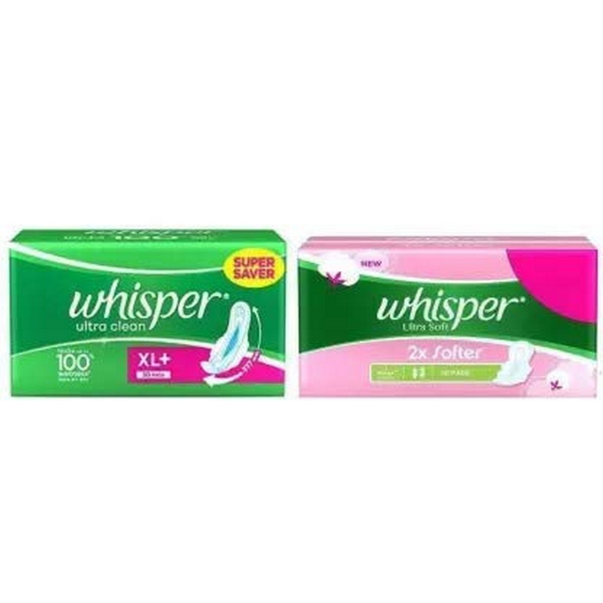 Whisper Ultra Soft and Ultra Clean Sanitary Pad (Pack of 2)