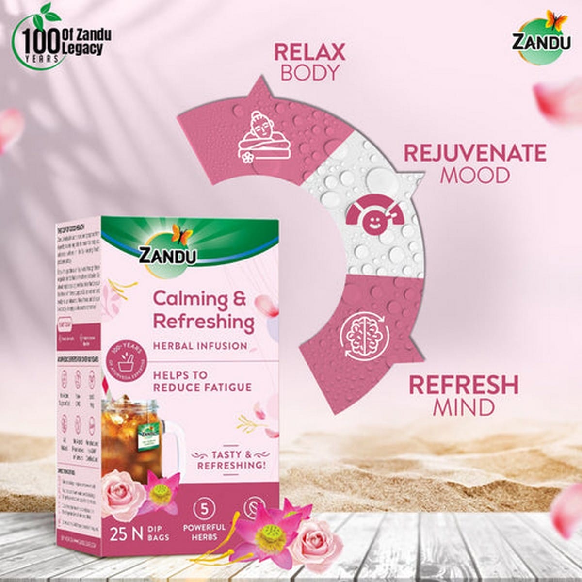 Zandu Calming & Refreshing Herbal Infusion ( 25 Tea Bags)