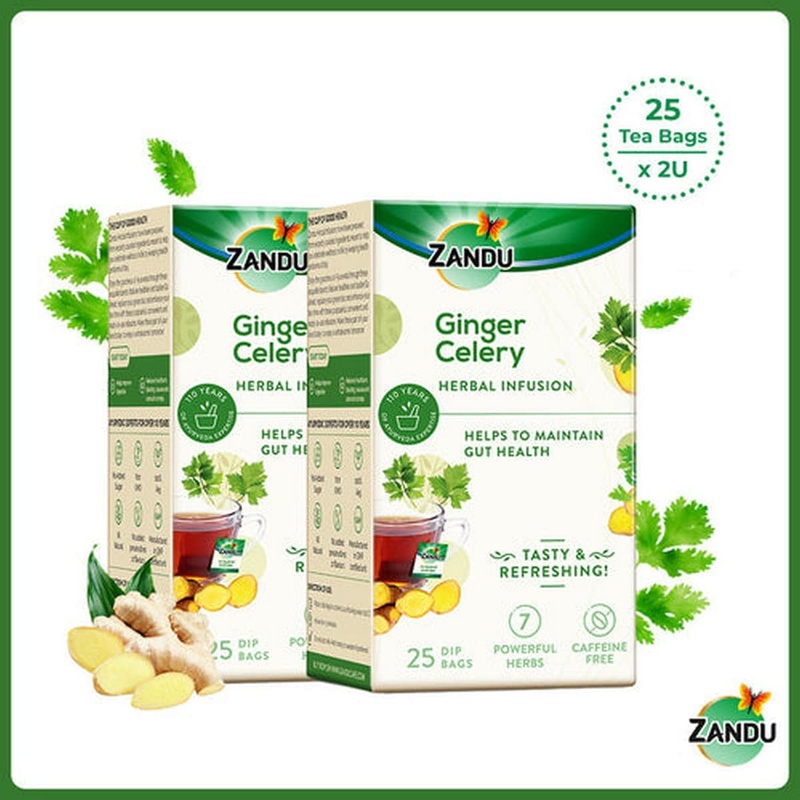 Zandu Ginger Celery Herbal Infusion, Pack of 2 (25 Tea Bags)