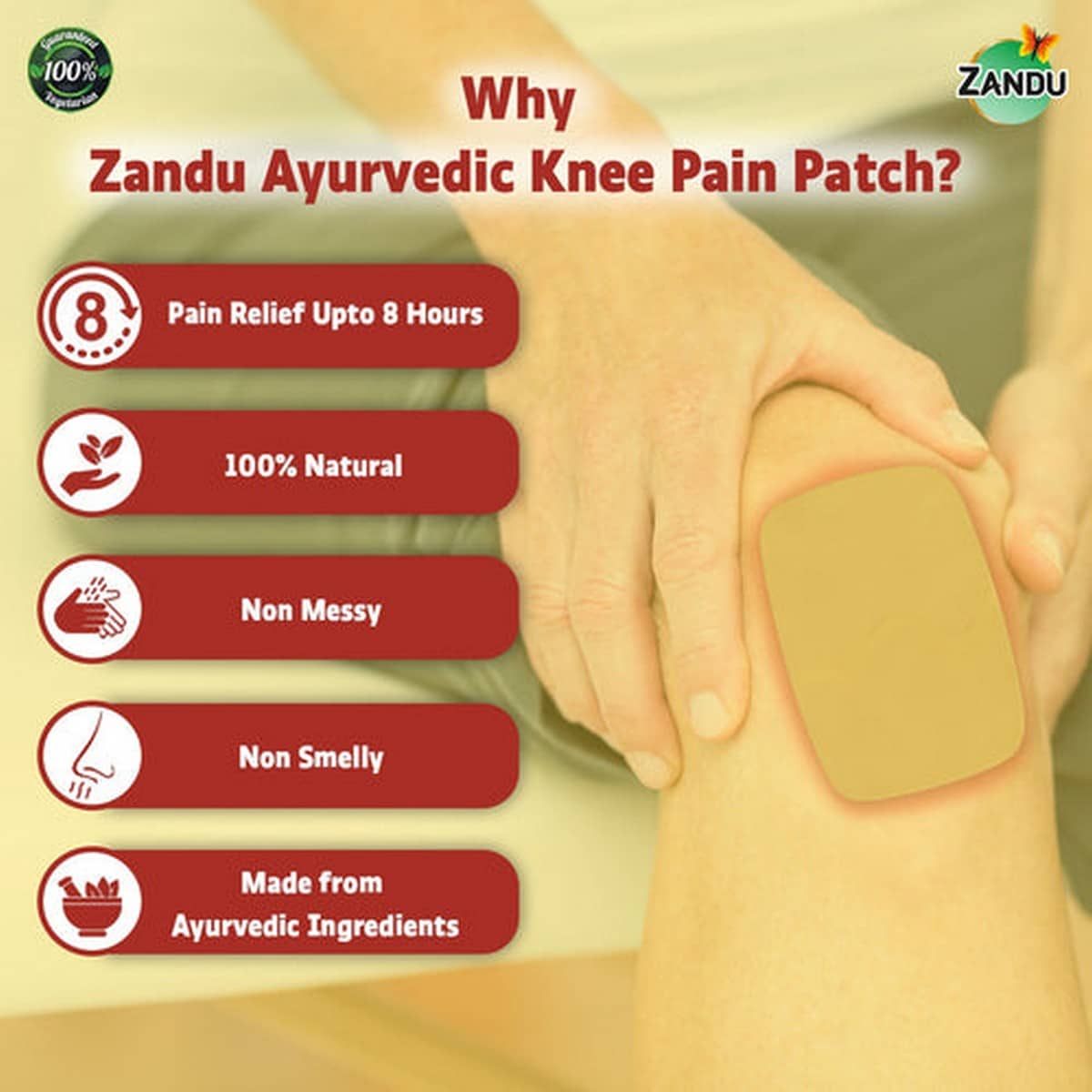 Zandu Knee Pain Relief Patch (Pack of 5)