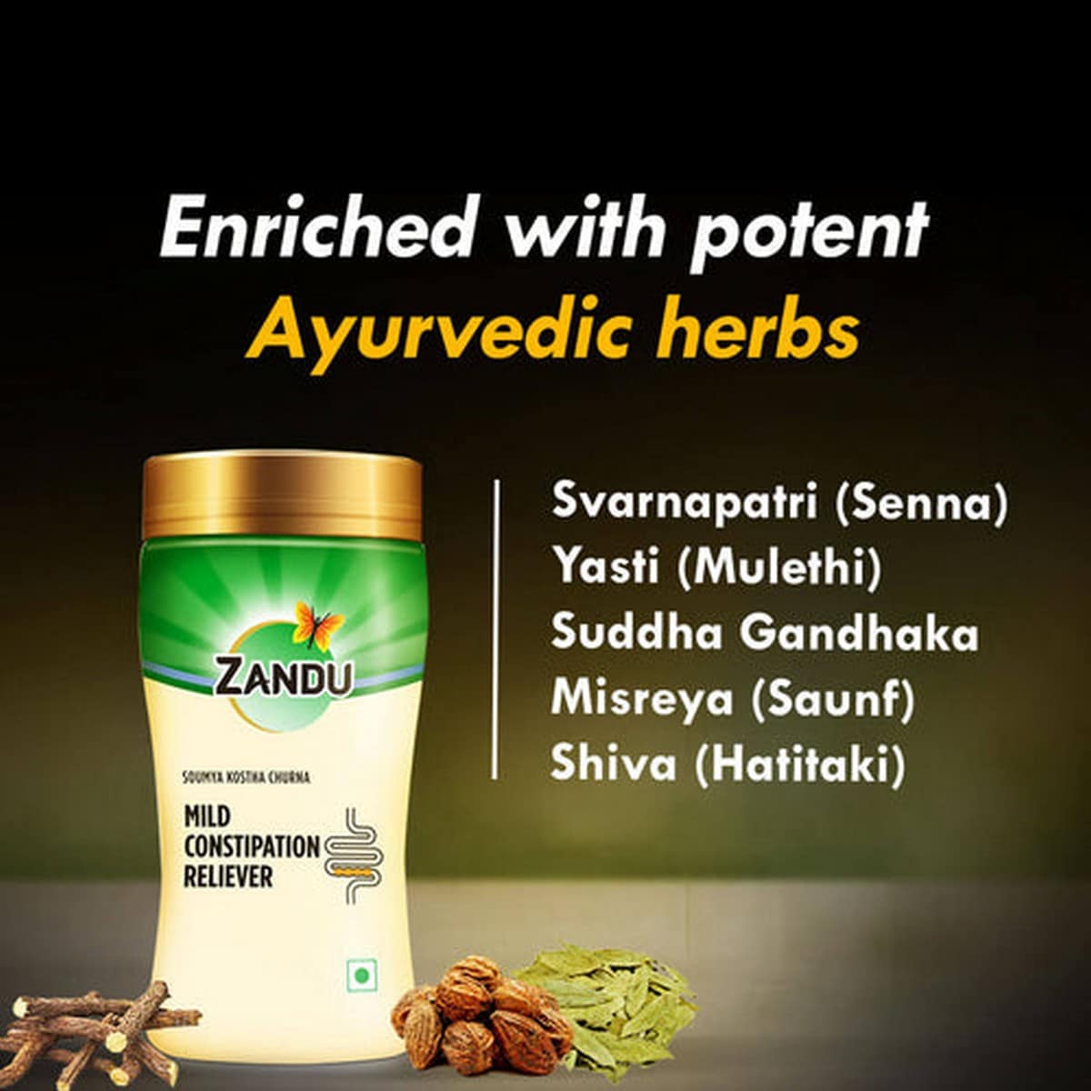 Zandu Mild Constipation Reliever (Soumya Kostha Churna) - 200 Gm