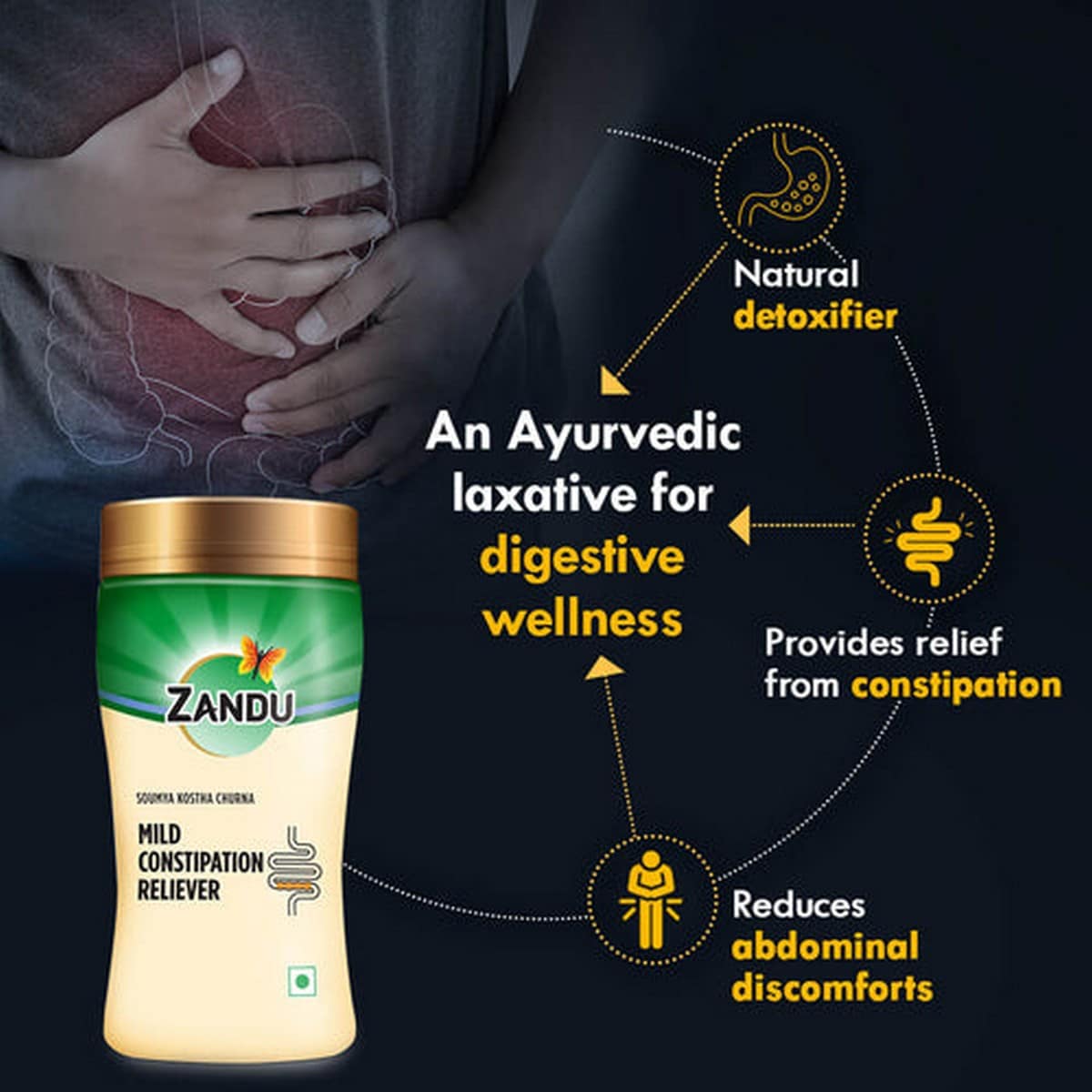 Zandu Mild Constipation Reliever (Soumya Kostha Churna) - 200 Gm