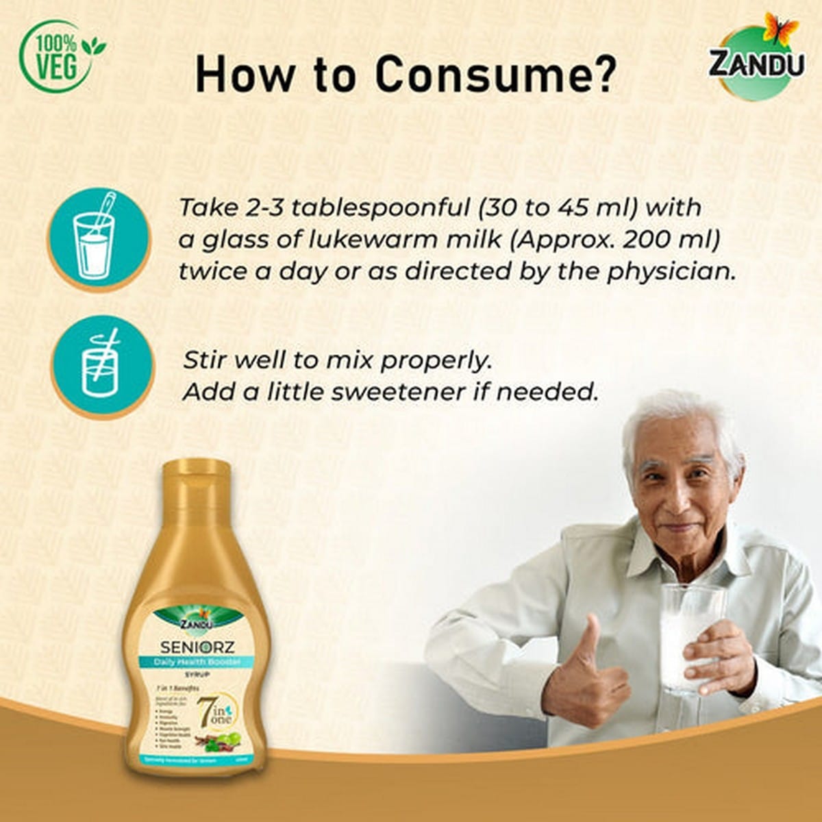 Zandu Seniorz Daily Health Booster Syrup (450 ml)