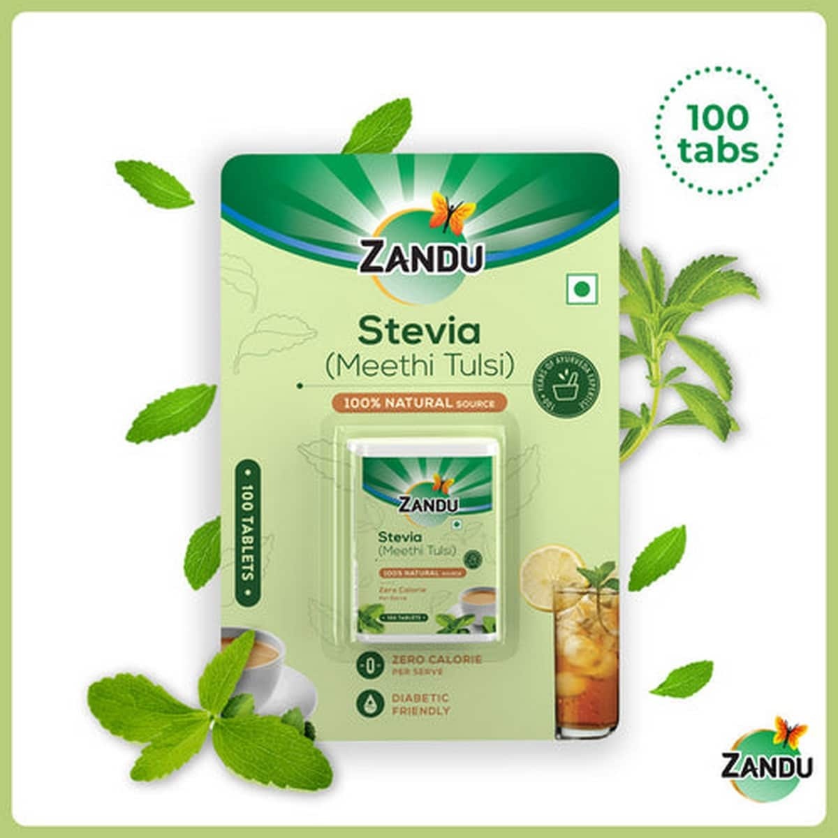 Zandu Stevia (Meethi Tulsi) (100 Tablets)Â 