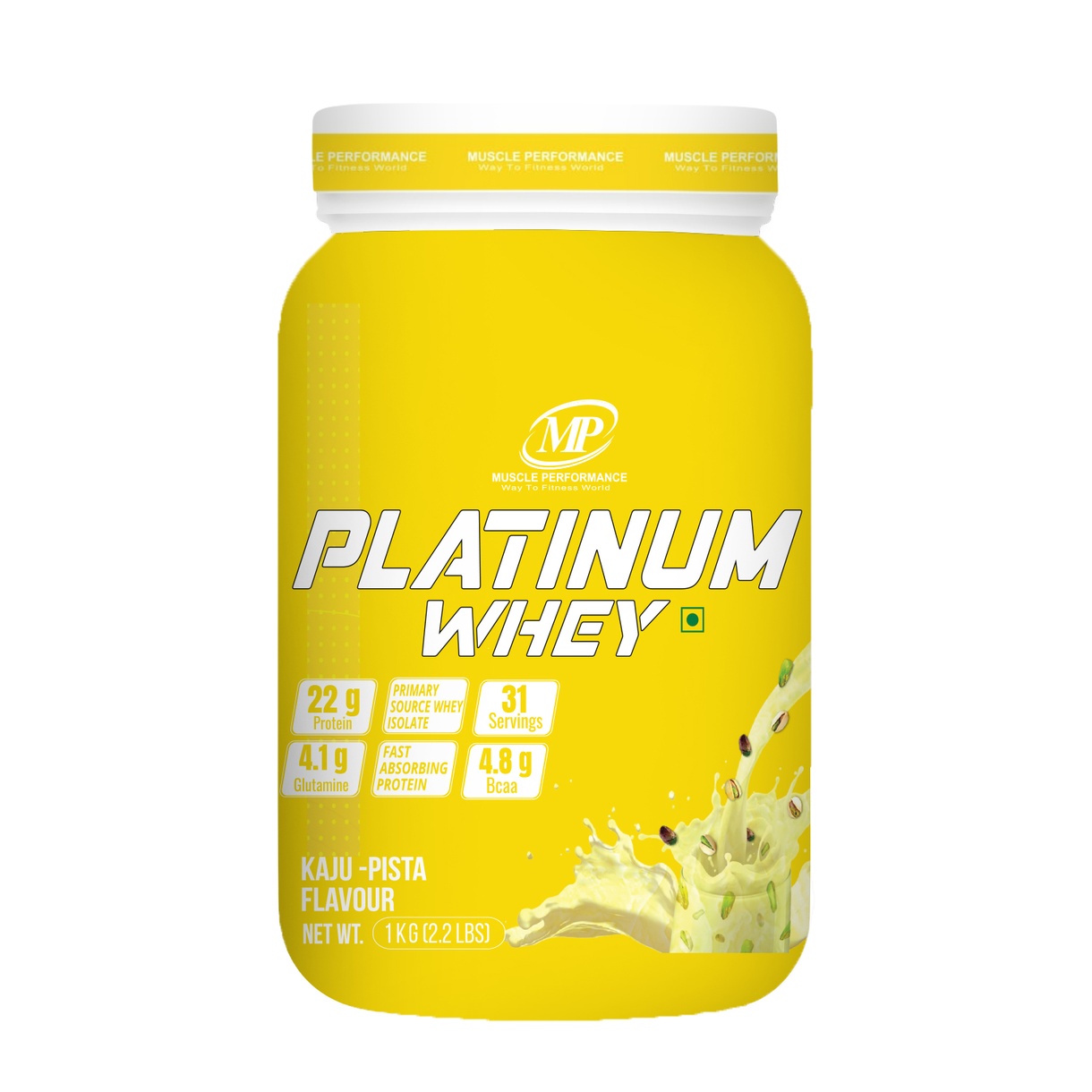 MP Muscle Performance Platinum Whey Protein - Kaju pista Flavour(1 kg)